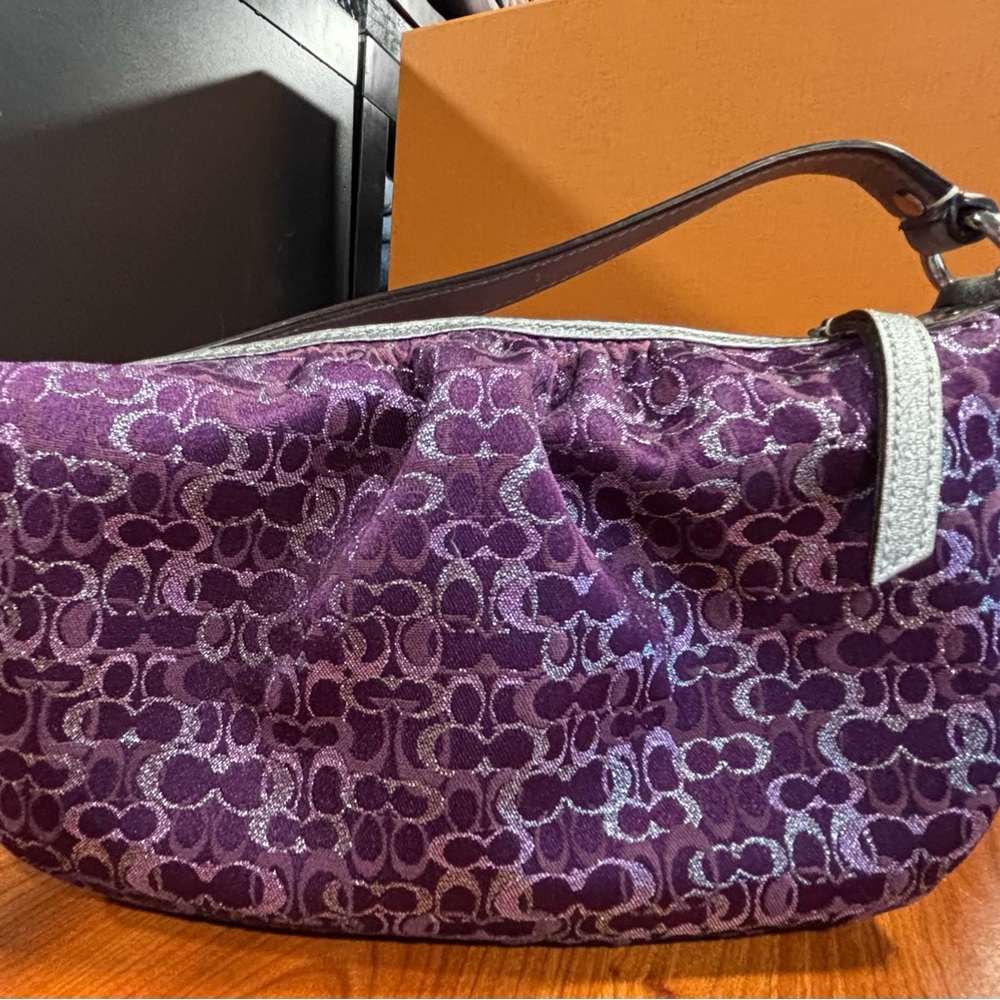 Coach Purple and Silver Shoulder Bag